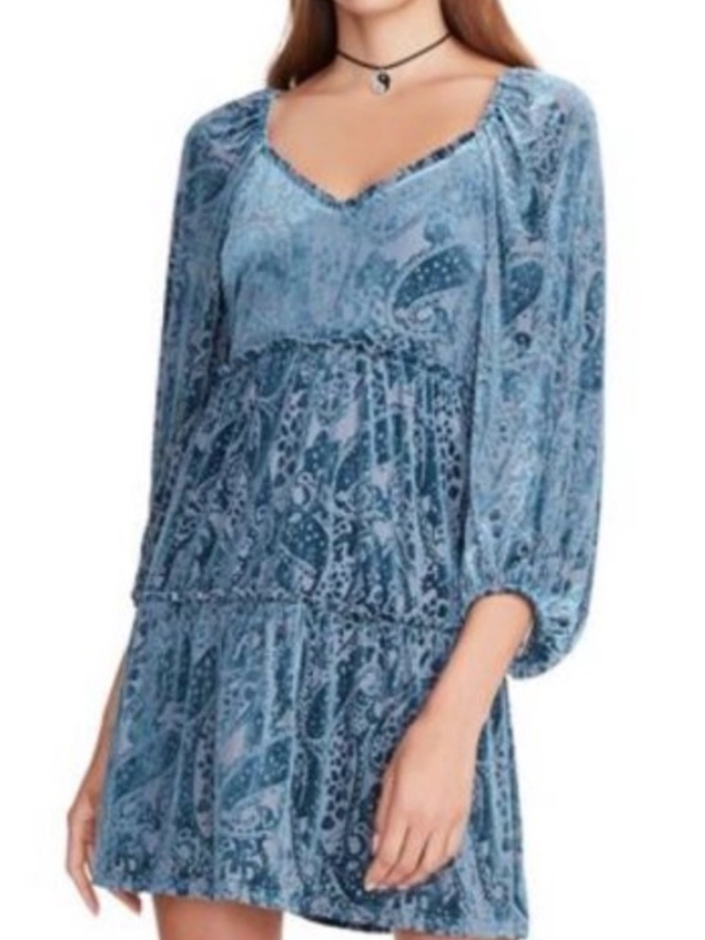 Betsey Johnson Teal Crushed Velvet Babydoll Dress Whimsigoth XXL